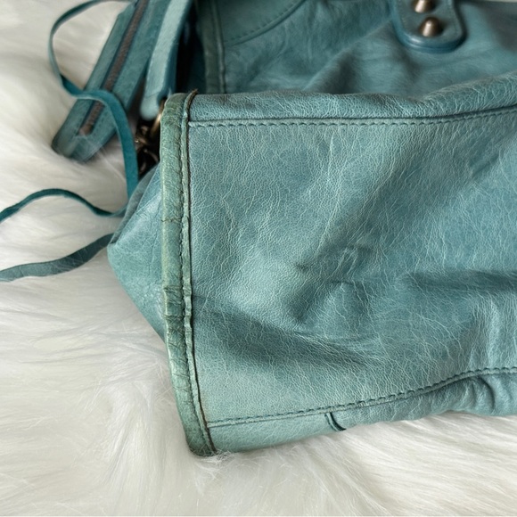 BALENCIAGA CITY BAG MOTORCYCLE BAG SUPER RARE F/W 2006 CHÈVRE LEATHER TURQUOISE - Picture 11 of 14